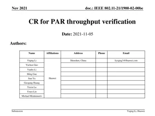 IEEE 802.11-21/1900-02-00be PAR Throughput Verification