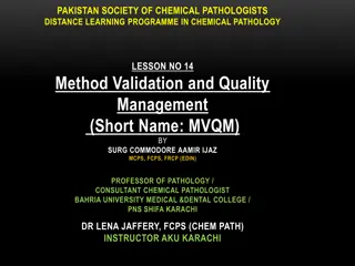 Chemical Pathology Lesson on Method Validation and Quality Management