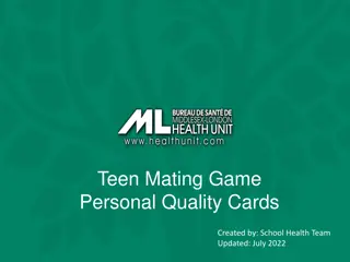 Unique Teen Mating Game Personal Quality Cards for Social Interactions