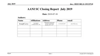 IEEE 802.11 AANI SC Closing Report July 2019 Summary