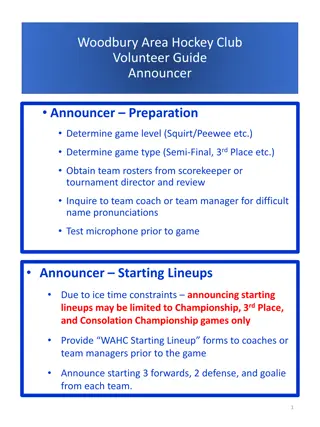 Woodbury Area Hockey Club Volunteer Announcer Guide