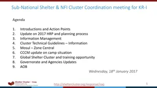 Sub-National Shelter & NFI Cluster Coordination Meeting Agenda