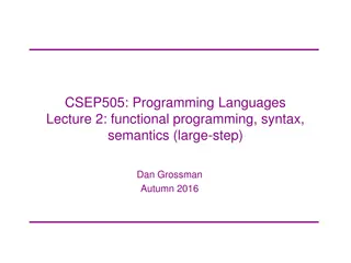 Functional Programming Syntax and Semantics Overview