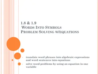 Word Problem Solving with Equations: Examples and Solutions