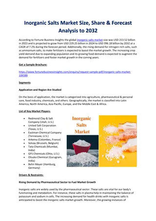 Inorganic Salts Market Size, Share & Forecast Analysis to 2032