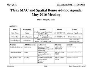 IEEE 802.11-16/0698r4 TGax MAC and Spatial Reuse Ad-hoc Agenda May 2016