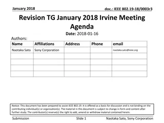 IEEE 802.19-18/0003r3 Meeting Agenda January 2018