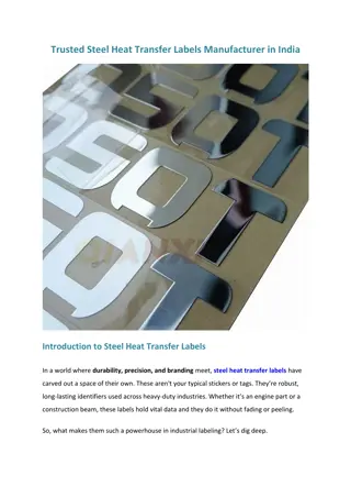 Trusted Steel Heat Transfer labels manufacturer in India