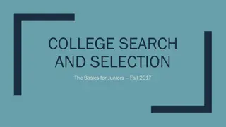 College Search and Selection Tips for Juniors - Fall 2017
