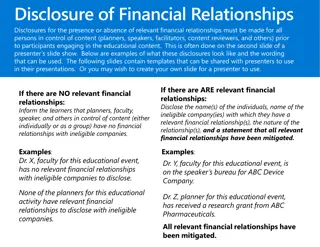 Effective Disclosure of Financial Relationships in Educational Events
