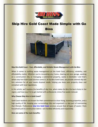 Skip Hire Gold Coast Made Simple with Go Bins