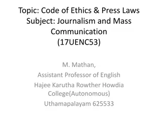 Ethical Standards and Legal Framework in Journalism and Mass Communication