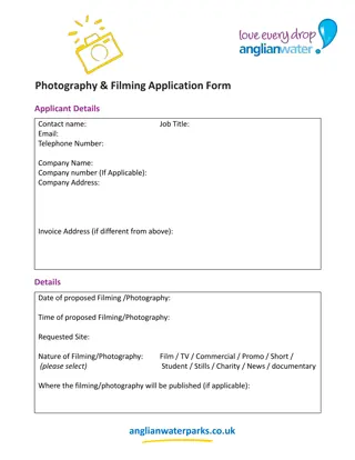 Photography and Filming Application Form Details for Anglian Water Parks