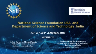 National Science Foundation USA and Department of Science and Technology  India