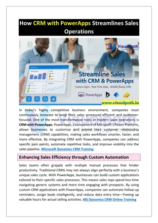 CRM Training Institutes in Hyderabad MS Dynamics CRM Training
