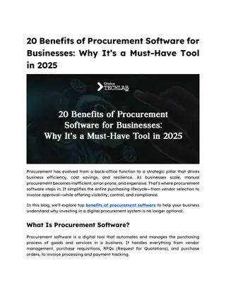 20 Benefits of Procurement Software for Businesses - Why It’s a Must-Have Tool