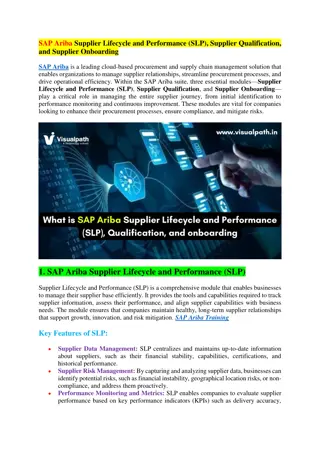 SAP Ariba Supplier Lifecycle and Performance
