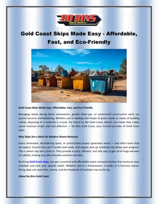 Gold Coast Skips Made Easy - Affordable, Fast, and Eco-Friendly