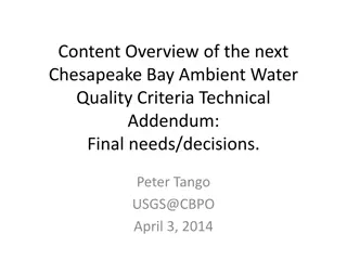 Chesapeake Bay Ambient Water Quality Criteria Technical Addendum Overview