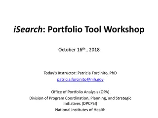 Workshop on iSearch Portfolio Tool Functionality and Usage