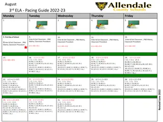 ELA Pacing Guide for August and September 2022-23