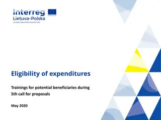 Eligible Expenditures and Budget Categories for 5th Call for Proposals May 2020