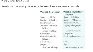 German Vocabulary and Language Activities for Year 9 Students