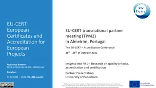 European Project EU-CERT: Quality Accreditation & Certification Insights