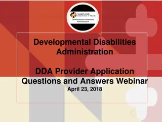DDA Provider Application Questions and Answers
