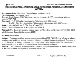 IEEE 802.15.6ma March 2025 Closing Report and Objectives
