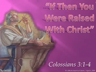Raised with Christ: Seeking Heavenly Things and Spiritual Growth in Colossians