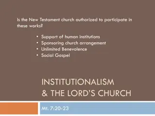 New Testament Church Works | Support, Benevolence, Institutionalism