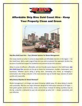 Affordable Skip Bins Gold Coast Hire - Keep Your Property Clean and Green