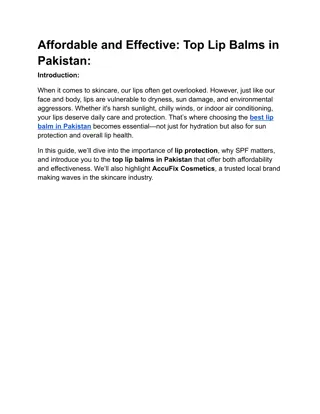 Affordable and Effective Top Lip Balms in Pakistan