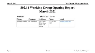 IEEE 802.11 Working Group Opening Report March 2021 by Dorothy Stanley