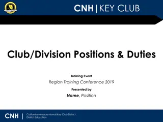 Club-Level Key Club Officer Positions and Duties in CNH District