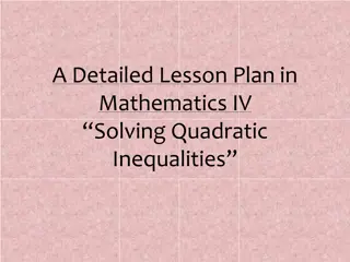 Solving Quadratic Inequalities Lesson Plan