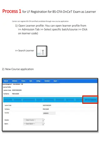 LF Registration Process for BS-CFA OnCeT Exam
