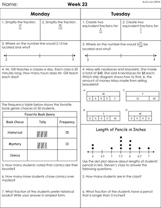 Math Week 23 Fractions, Equivalents, Number Lines, and More
