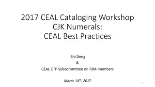 CEAL Cataloging Workshop 2017: Best Practices for CJK Numerals and Remaining Issues