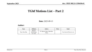 IEEE 802.11-23/0410r41 September 2023 TGbf Motions Summary