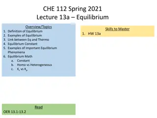 Mastering Equilibrium Concepts and Examples: CHE 112 Spring 2021 Lecture 13a