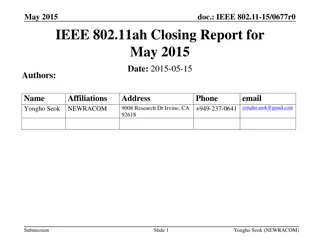 IEEE 802.11ah Closing Report for May 2015 by Yongho Seok