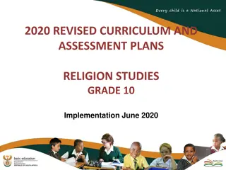 Revised Curriculum and Assessment Plans for Grade 10 Religion Studies
