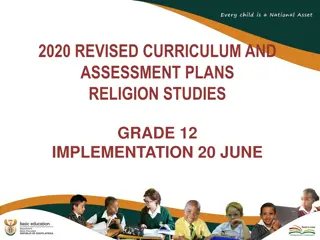Revised Curriculum and Assessment Plans for Religion Studies Grade 12