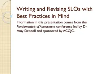 Writing and Revising SLOs with Best Practices in Mind