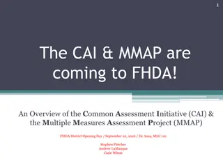 Overview of CAI and MMAP at FHDA: Common Assessment Initiative
