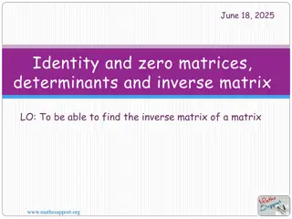 Understanding Identity and Zero Matrices, Determinants, and Inverse Matrix