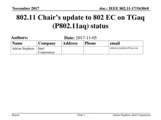IEEE 802.11-17/1630r0 Report on TGaq Project Status Updates