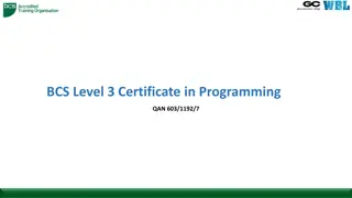 BCS Level 3 Certificate in Programming Syllabus and Exam Details